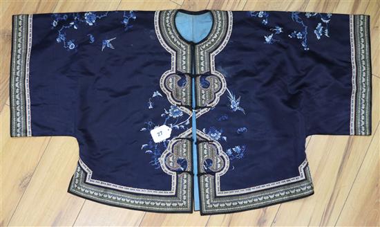 A Chinese midnight blue silk jacket